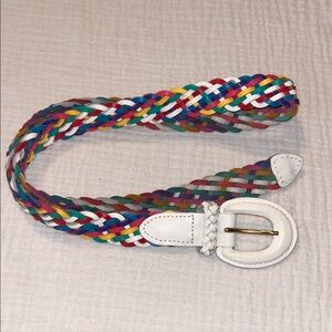 Y2K Rainbow Braided Belt with White Buckle Medium Fairy Festival